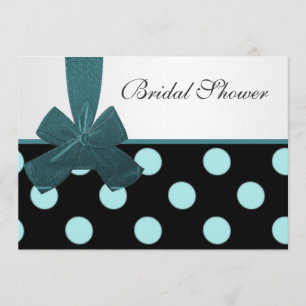 Invitation Douche nuptiale de pois noir et turquoise