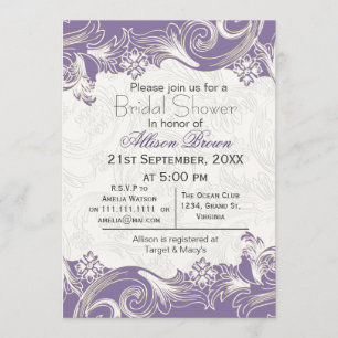 Invitation Douche nuptiale de ressort floral pourpre