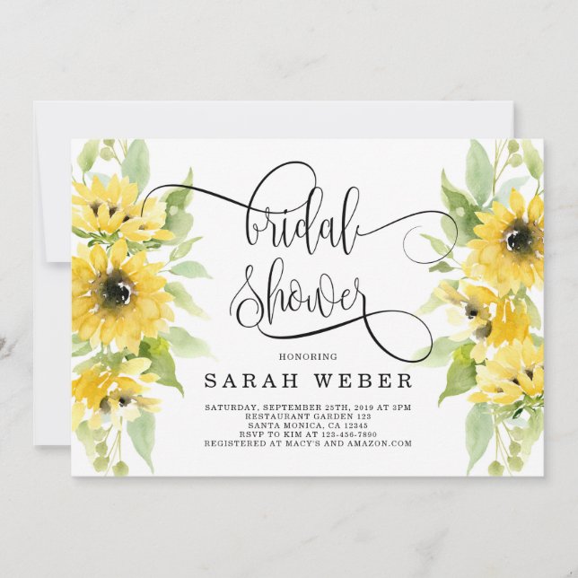 Invitation Douche nuptiale de tournesol (Devant)
