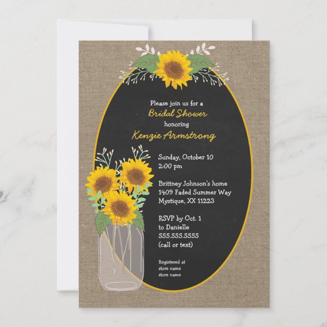 Invitation Douche nuptiale de tournesol rustique / baby showe (Devant)