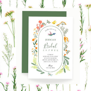Invitation Douche nuptiale d'oiseau floral esthétique