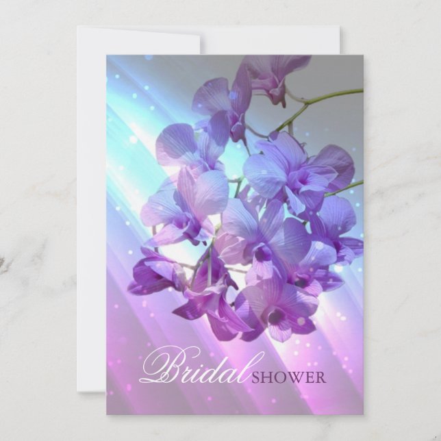 Invitation douche nuptiale d'orchidée pourpre lilas florale (Devant)
