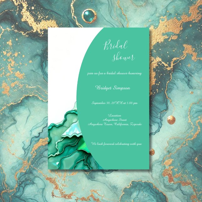 Invitation douche nuptiale Emerald Turquoise marbre (Créateur téléchargé)