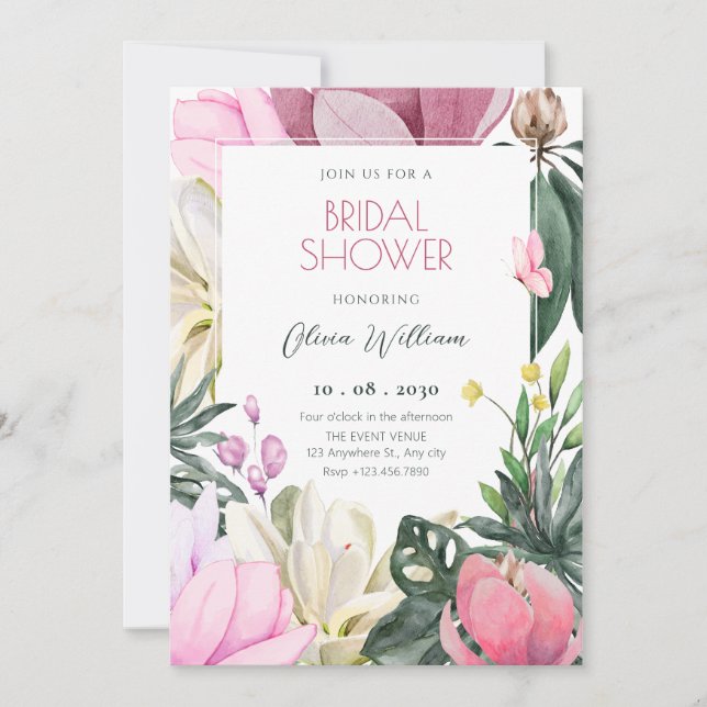 Invitation Douche nuptiale en fleurs florales (Devant)