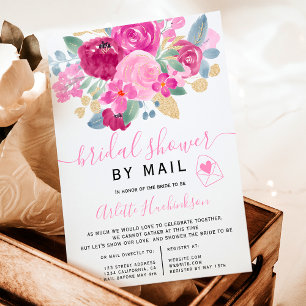Invitation Douche nuptiale fleurie de prune or par courrier