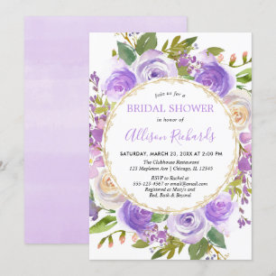 Invitation Douche nuptiale fleurie lavande violette