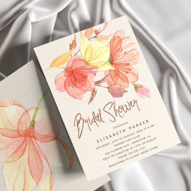 Invitation Douche nuptiale fleurie orange d'été (Créateur téléchargé)