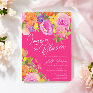 Invitation Douche nuptiale fleurie rose néon