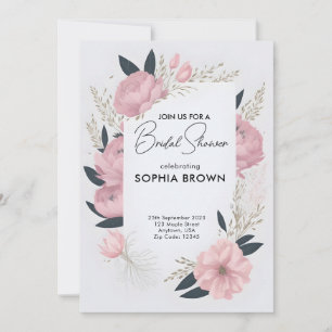 Invitation Douche nuptiale fleurie rose-rose