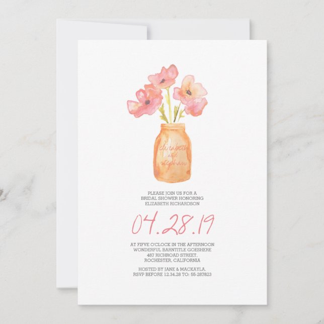 Invitation douche nuptiale florale (Devant)
