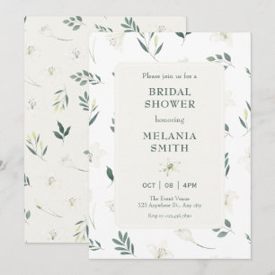 Invitation Douche nuptiale florale blanche