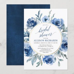 Invitation Douche nuptiale florale de guirlande bleue