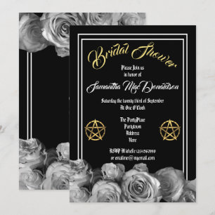 Invitation Douche nuptiale florale de noir de pentagramme de