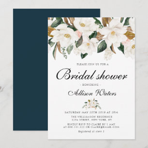 Invitation Douche nuptiale florale Magnolia aquarelle