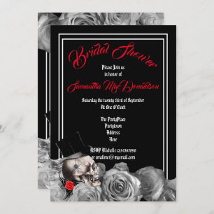 Invitation Douche nuptiale florale noire gothique, de roche
