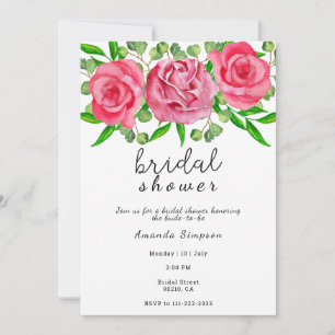 Invitation Douche nuptiale florale rose