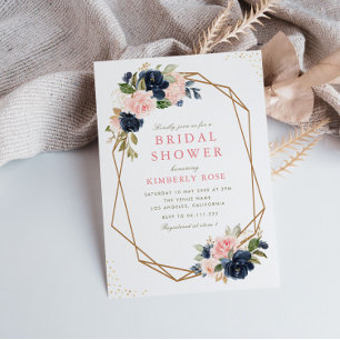 Invitation Douche nuptiale géométrique florale et marine