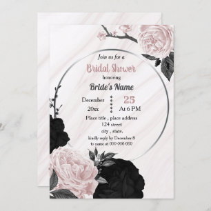 Invitation Douche nuptiale géométrique rose et noir