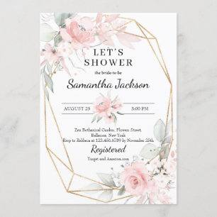 Invitation Douche nuptiale géométrique rose et or doux