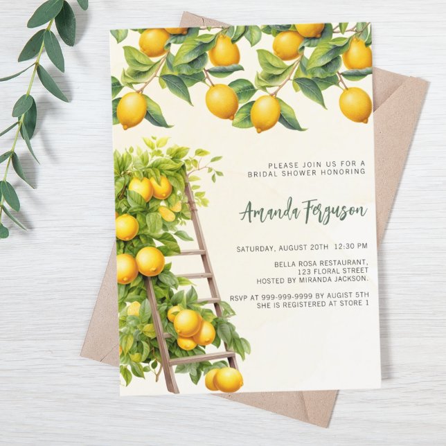 Invitation Douche nuptiale jaune citrons (Créateur téléchargé)
