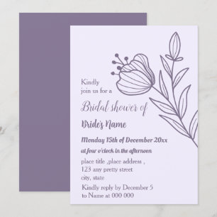 Invitation Douche nuptiale mauve simple