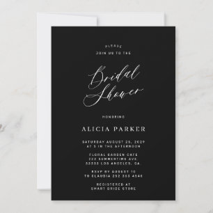 Invitation Douche nuptiale minimaliste moderne noire