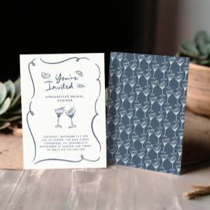 Invitation Douche nuptiale moderne élégant bleu manuscrit