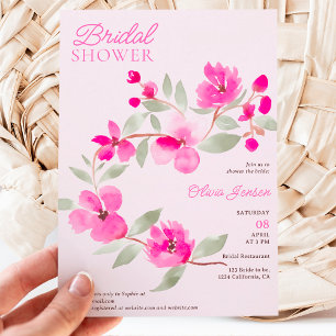 Invitation Douche nuptiale moderne rose sakura
