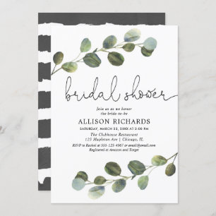 Invitation Douche nuptiale moderne simple Eucalyptus aquarell