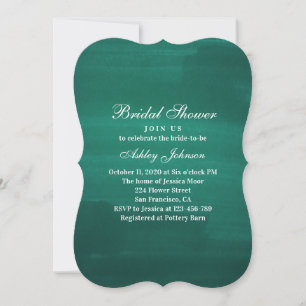 Invitation Douche nuptiale moderne vert foncé. Émeraude simpl