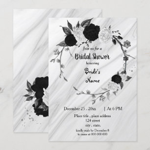Invitation Douche nuptiale noire et blanche
