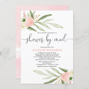 Invitation Douche nuptiale par courrier vert pâle verdure or