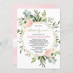 Invitation Douche nuptiale par mail rose or verdure élégante