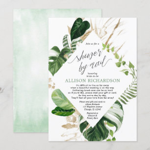 Invitation Douche nuptiale par mail tropicale or vert