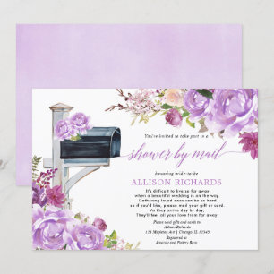 Invitation Douche nuptiale par mail violette lilas fleurie él