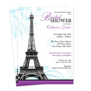 Invitation Douche nuptiale parisienne de Tour Eiffel de Flour