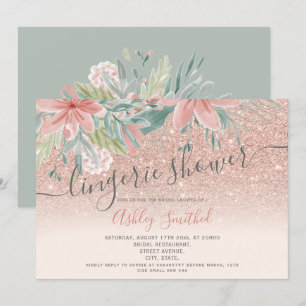 Invitation Douche nuptiale parties scintillant aquarelle flor