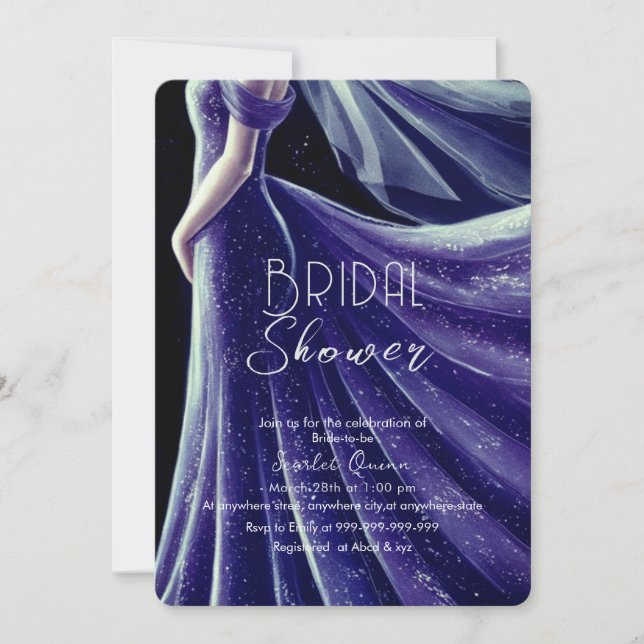 Invitation douche nuptiale pourpre mariage #5 (Devant)