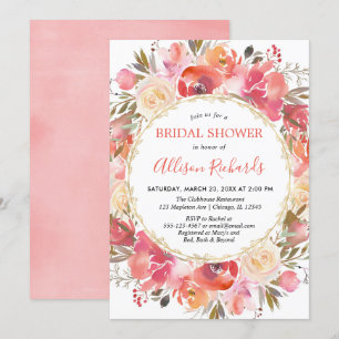Invitation Douche nuptiale rose corail