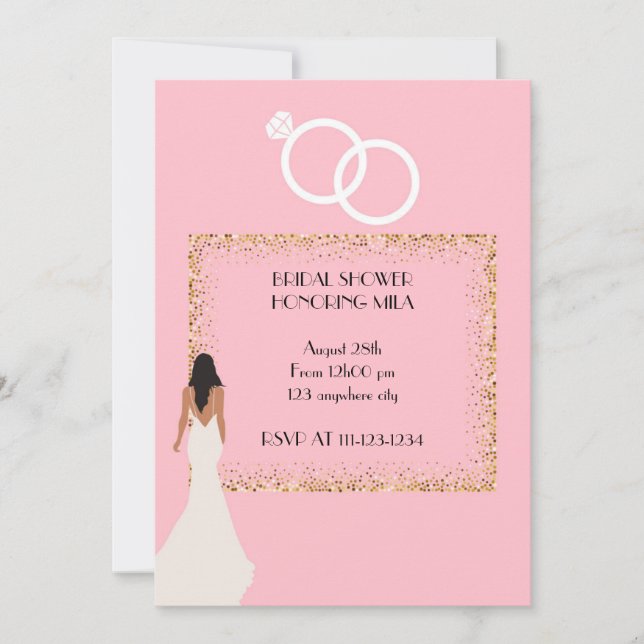 Invitation douche nuptiale rose moderne (Devant)