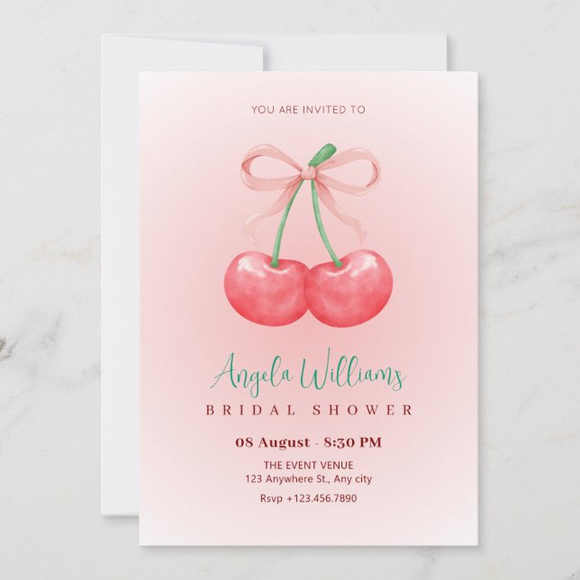 Invitation Douche nuptiale rouge cerise (Devant)
