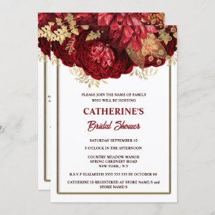 Invitation Douche nuptiale rouge or blanc rose