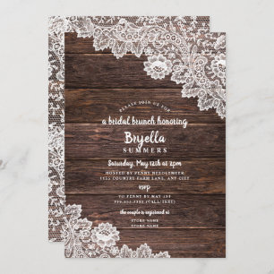 Invitation Douche nuptiale Rustic Lace et Wood