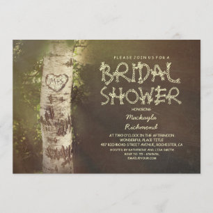 Invitation Douche nuptiale rustique de bouleau