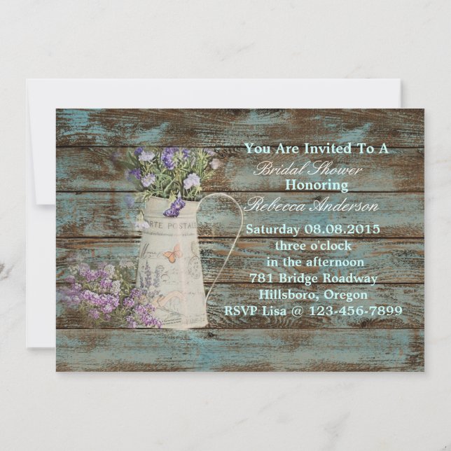 Invitation douche nuptiale rustique de pays occidental de (Dos)