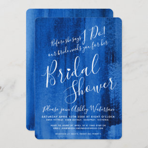 Invitation Douche nuptiale Sapphire d'art bleu profond