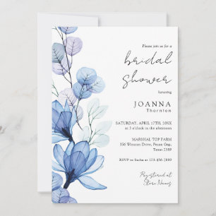 Invitation Douche nuptiale transparente Dusty Blue Floral