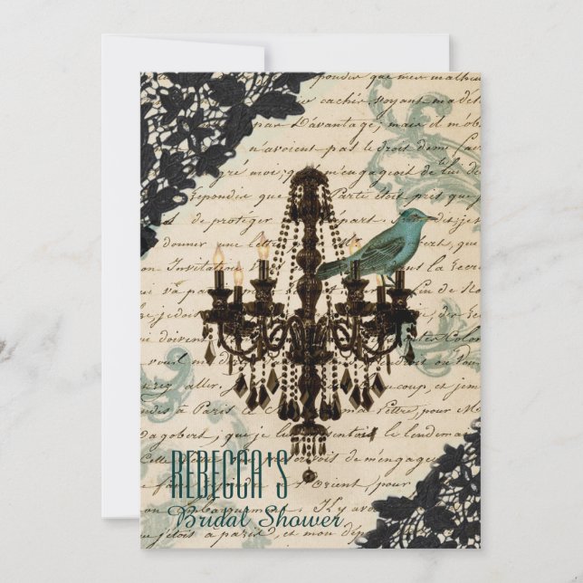Invitation douche nuptiale vintage de lustre de Paris (Devant)