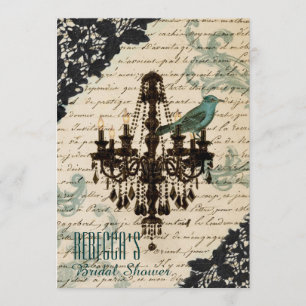 Invitation douche nuptiale vintage de lustre de Paris
