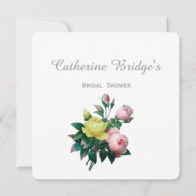 Invitation Douche nuptiale vintage rose et jaune rose (Dos)